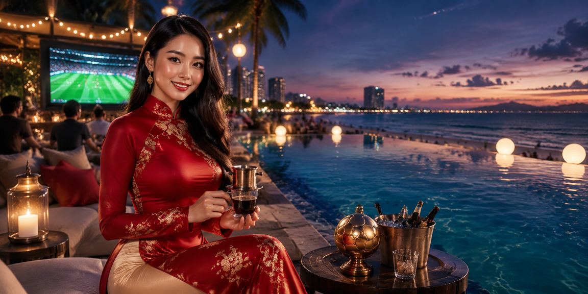 Không gian giải trí casino hiện đại tại Việt Nam với ánh đèn ấm và bàn chơi bài trực tuyến